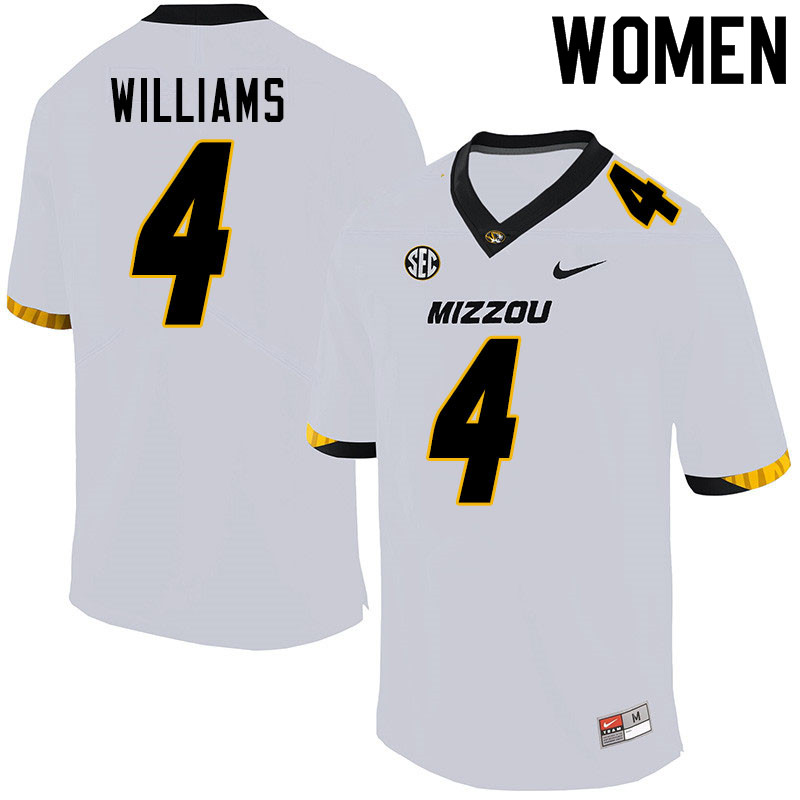 Women #4 Jalani Williams Missouri Tigers College Football Jerseys Sale-White - Click Image to Close